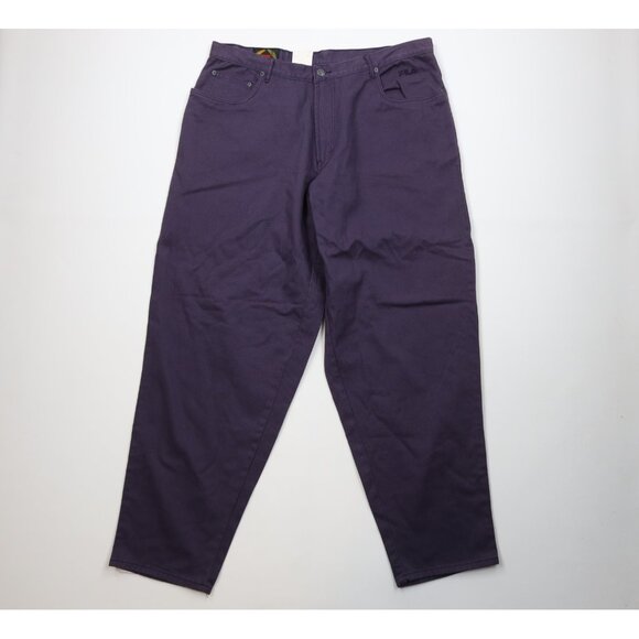 Deadstock Vtg 90s Fila Mens 42x34 Spell Out Baggy Fit Skateboard Jeans Purple - Picture 1 of 15